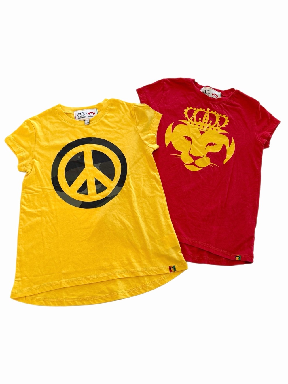 Ziggy Marley x Appaman Tee Shirt Set Yellow Peace Sign Red Iron Lion